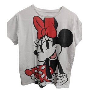 Disney White Minnie Mouse T-Shirt, Girl's XL (14-16), Red Polka Dot Dress